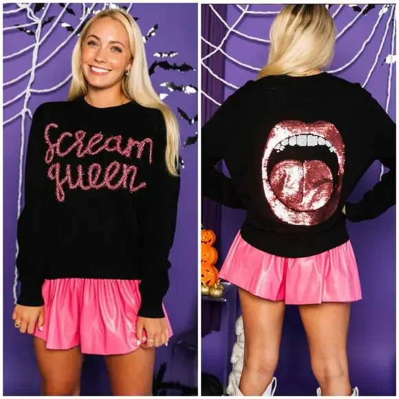 Queen of Sparkles Scream Queen Sweater - Picture 1 of 10